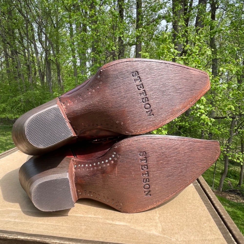 NIB NWOT Stetson Handmade Western Boots (Python with Wing & Cross Overlay) - Picture 8 of 15